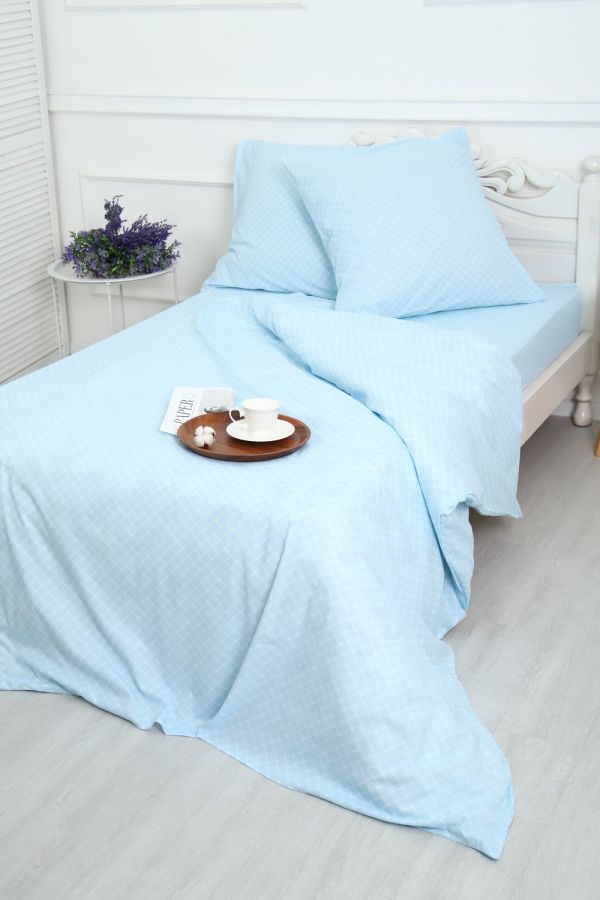 Бязь 1.5 спальный [голубой] Комплект постельного белья альный Виши постельное белье
