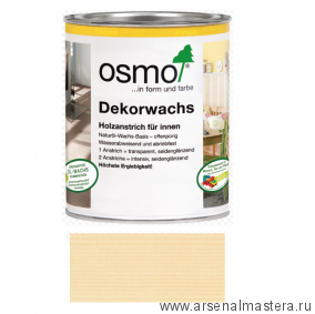 Прозрачная краска на основе масел и воска для внутренних работ Osmo Dekorwachs Transparent 3101 Бесцветное 0,75л Osmo-3101-0.75 10100002