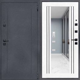 Входная дверь АльтДвери Лофт Зеркало Белый матовый металлическая