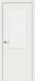 Межкомнатная Дверь Винил Bravo Браво-7 Super White / Wired Glass 12,5 400x2000, 600x2000, 700x2000, 800x2000, 900x2000мм / Браво