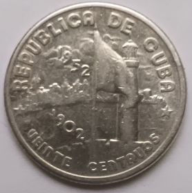 50 лет Республике  20 сентаво Куба 1952