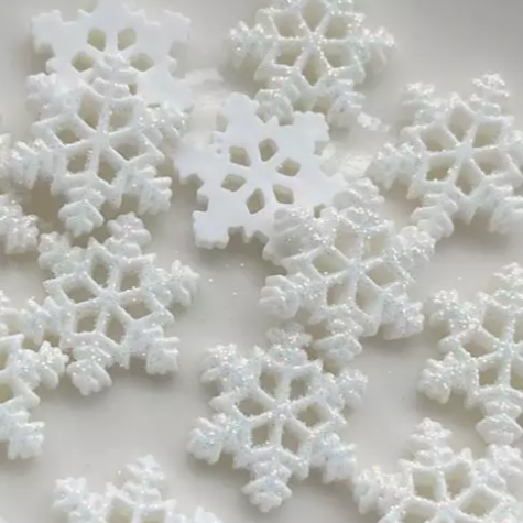 фото Декор Снежинка акрил  18 мм белый/ глиттер 5 штук в упаковке (YS-18.5)