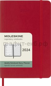 Книжка зап.Moleskine Pocket Classic Soft еженедельник красный WKNT DSF212WN2