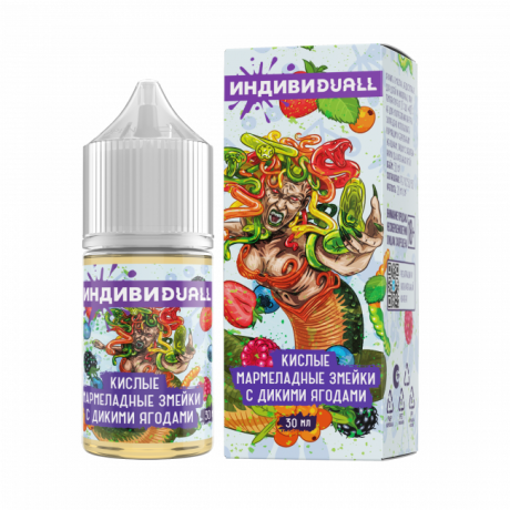 ИндивиDuall Salt - Кислые Мармеладные Змейки с Дикими Ягодами 30 мл. 20 мг. light