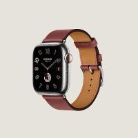 Часы Apple Watch Hermès Series 9 GPS + Cellular 41mm Silver Stainless Steel Case with Rouge H Swift Leather Single Tour