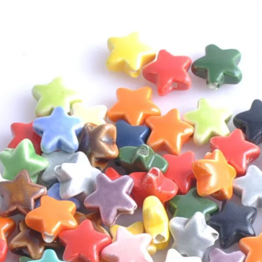 Бусина Звезда керамика с глазурью 15 мм Разные цвета (XN015)