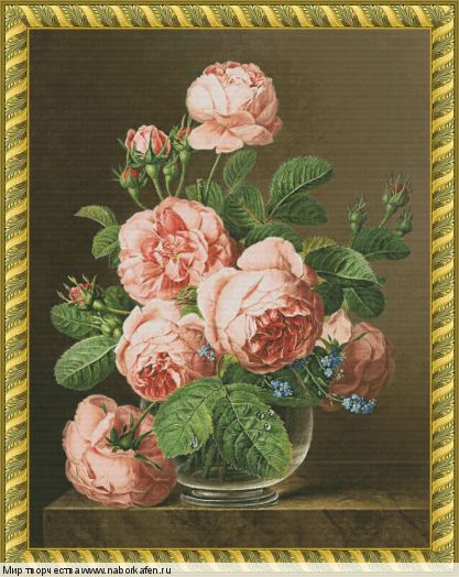 Набор для вышивания "247 Розы в стеклянной вазе (б)"