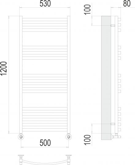 Водяной полотенцесушитель TERMINUS Палермо П15 50х120 схема 3