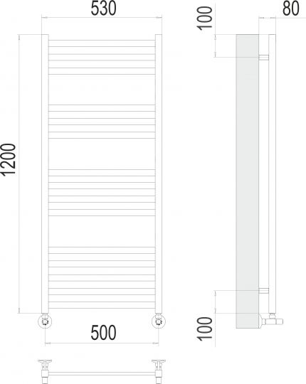 Водяной полотенцесушитель TERMINUS Грета П15 50х120 схема 3