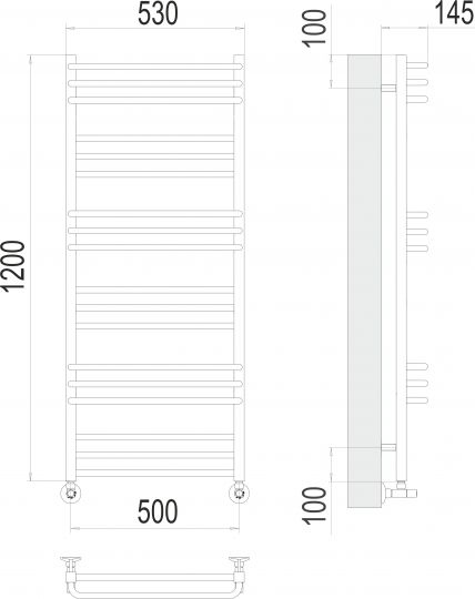 Водяной полотенцесушитель TERMINUS Сорренто П18 50х120 схема 3