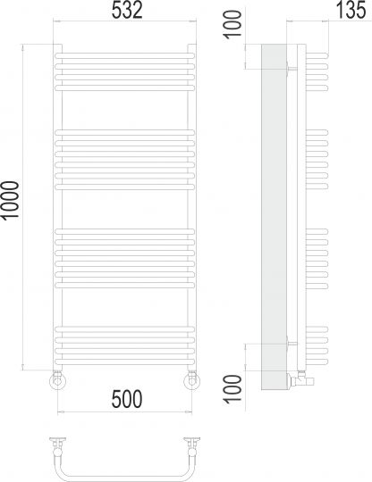 Водяной полотенцесушитель TERMINUS Стандарт П20 50х100 схема 3