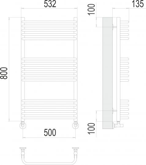 Полотенцесушитель водяной TERMINUS Стандарт П16 50х80 схема 3