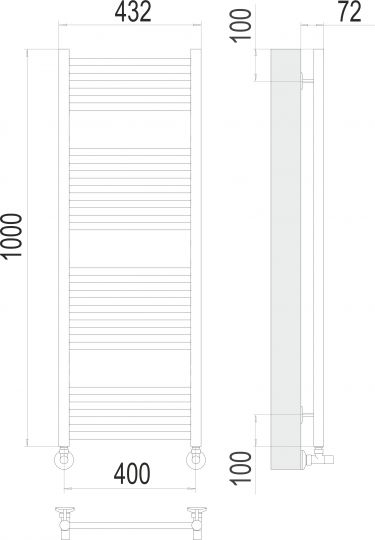 Полотенцесушитель водяной TERMINUS Аврора П20 40х100 схема 3
