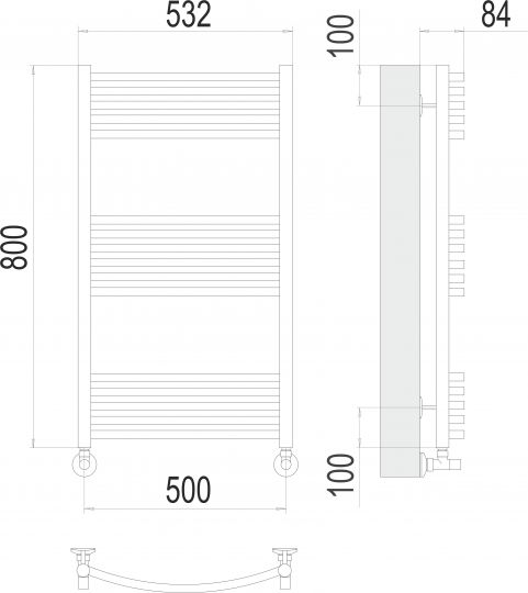 Полотенцесушитель водяной TERMINUS Классик П16 50х80 схема 3