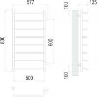 Водяной полотенцесушитель TERMINUS Стандарт П8 50х80 с боковым подключением схема 3