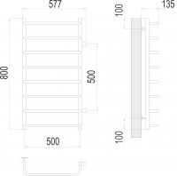 Водяной полотенцесушитель TERMINUS Стандарт П8 57,7х80 с боковым подключением схема 3