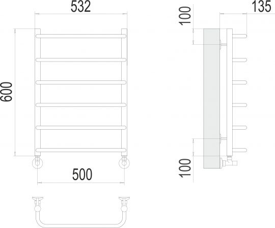 Водяной полотенцесушитель TERMINUS Стандарт П6 50х60 схема 3
