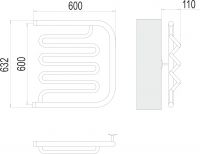 Полотенцесушитель водяной с боковым подключением TERMINUS Фокстрот Лиана 60х63,2 схема 3