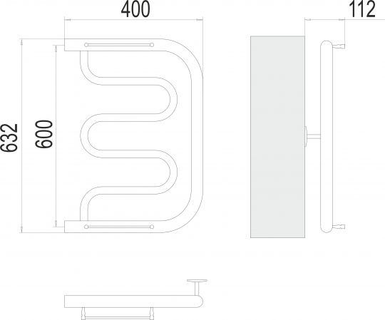 Водяной полотенцесушитель TERMINUS М-образный 70х63,2 с боковым подключением ФОТО