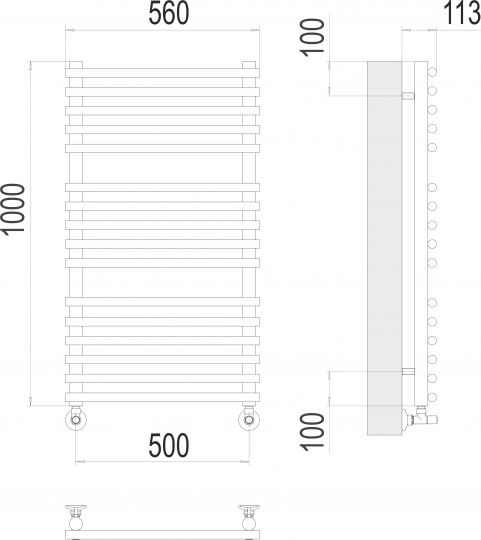 Полотенцесушитель электрический TERMINUS Кремона П16 50х100 схема 3