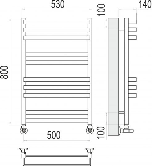 Полотенцесушитель электрический TERMINUS Линц П10 50х80 схема 3