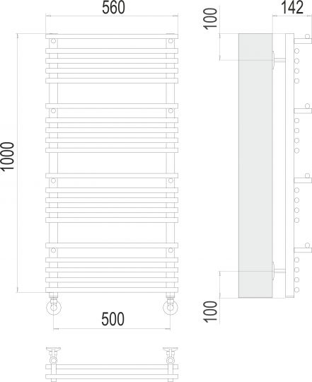 Полотенцесушитель электрический TERMINUS Вента люкс П20 50х100 схема 4