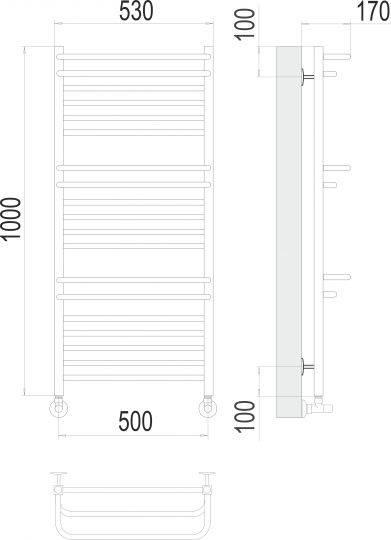 Полотенцесушитель электрический TERMINUS Орион П18 50х100 схема 3