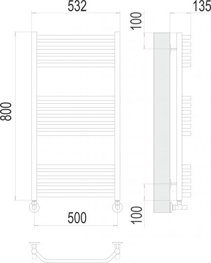 Полотенцесушитель электрический TERMINUS Виктория П16 50х80 схема 3
