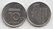 Нидерланды 10 центов 1982-2001 UNC