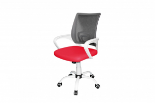 Кресло с сетчатой эргономичной спинкой КР08 экокожа (красный)
