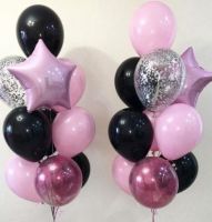 Фонтаны из воздушных шаров - чёрный и розовый