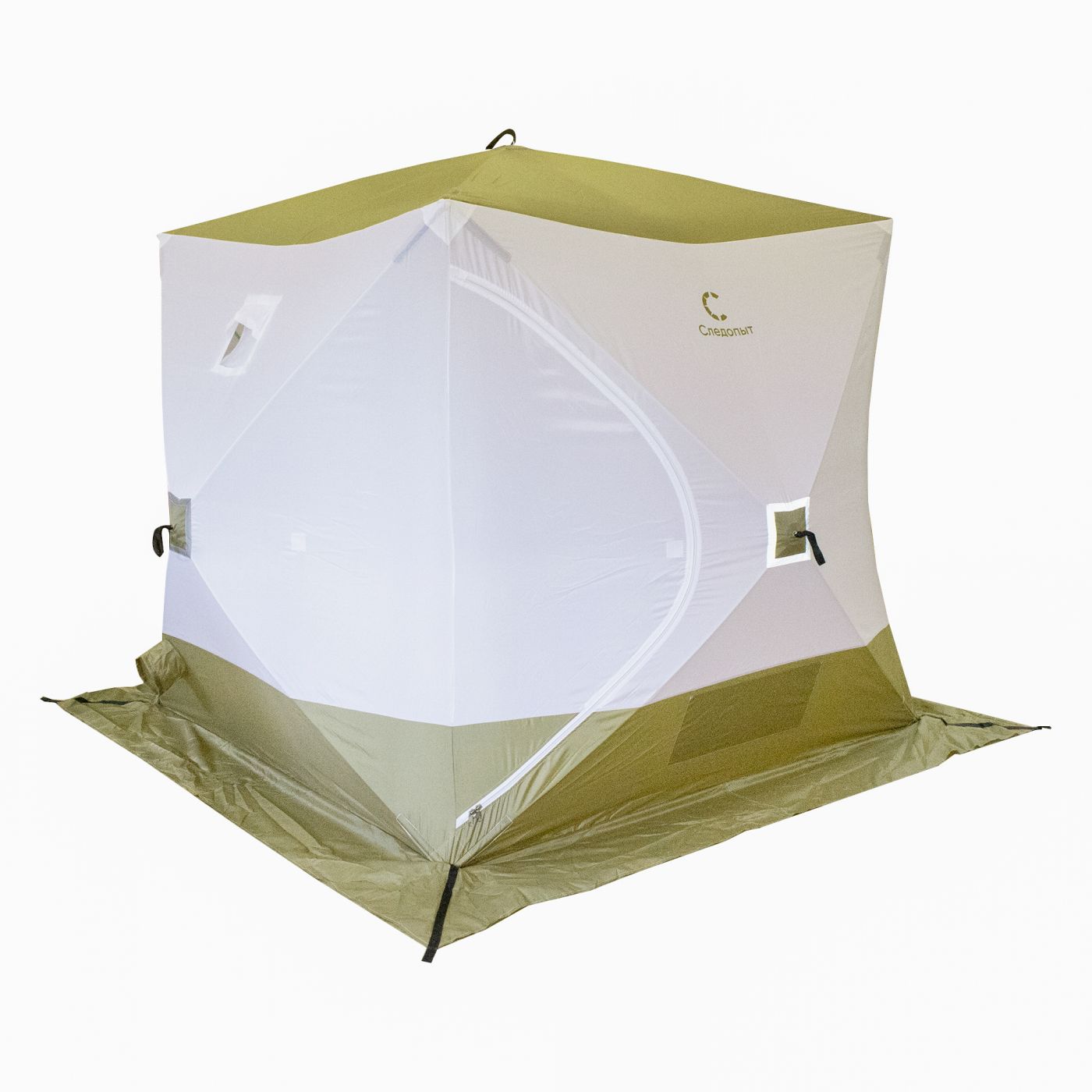Палатка зимняя куб СЛЕДОПЫТ 210х210х214 см. Цвет оливковый/белый