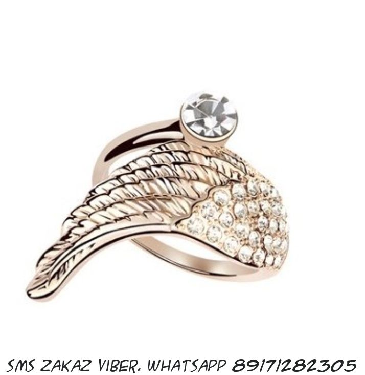 Винтажное кольцо с кристаллом Swarovski "Крыло Ангела"