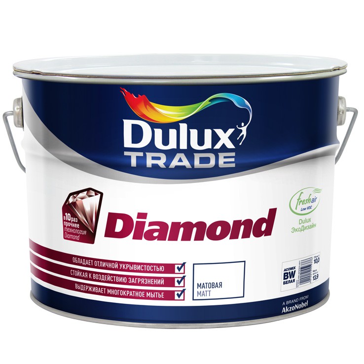 Dulux Diamond Matt Мат матовая краска износостойкая для стен и потолков