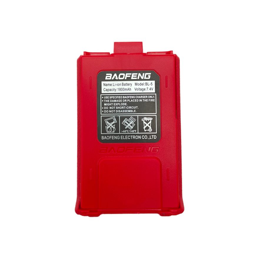 Аккумулятор BL-5 для рации Baofeng UV-5R (1800 мАч) красный