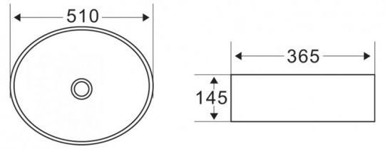 Накладная раковина без отверстий для смесителя BelBagno BB1049 51х36.5 см схема 2