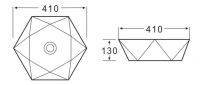 Шестиугольная накладная раковина BelBagno BB1344A 41х41 см схема 2