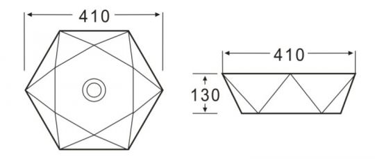 Шестиугольная накладная раковина BelBagno BB1344A 41х41 см схема 2