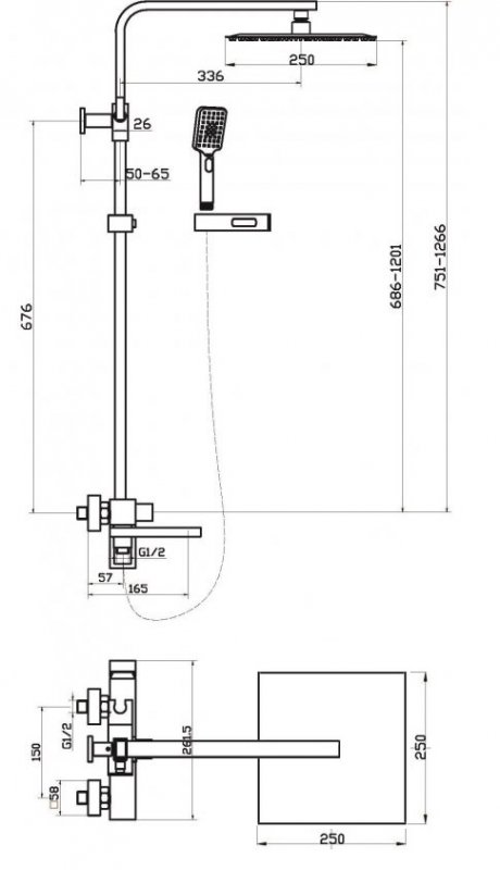 Душевая система со смесителем BelBagno Luce LUC-VSCM схема 10