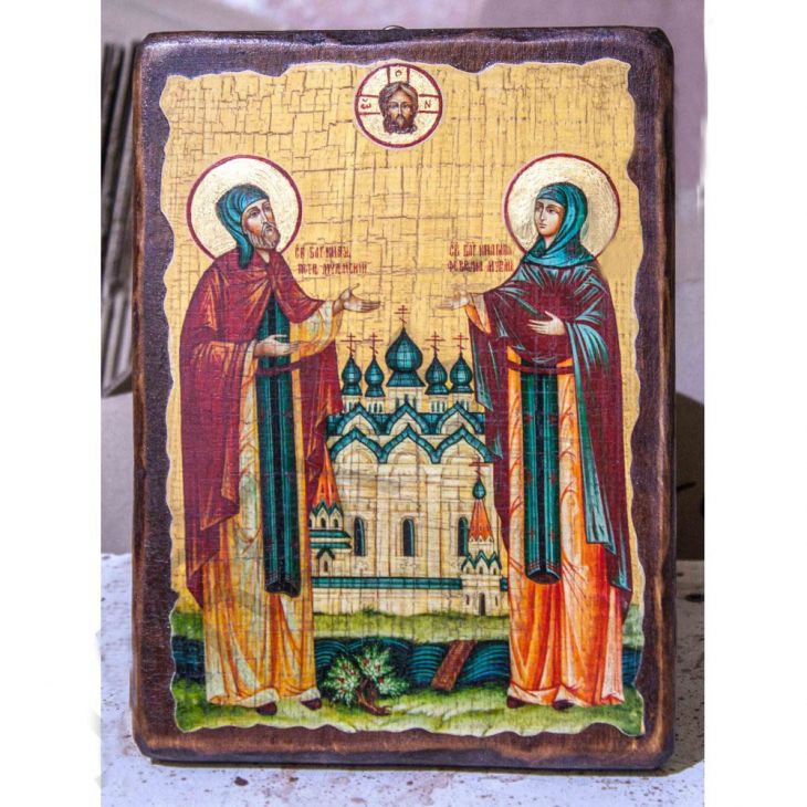 Икона "Петр и Феврония " под старину