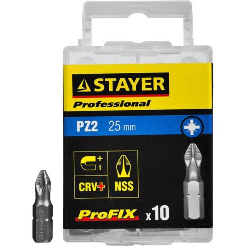 STAYER PZ2, 25 мм, 10 шт., биты ProFix Pozidriv 26221-2-25-10_z01