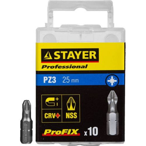 STAYER PZ3, 25 мм, 10 шт., набор бит ProFix Pozidriv 26221-3-25-10_z01