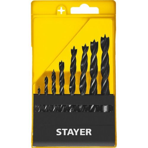 STAYER 8 шт., O 3-4-5-6-7-8-9-10 мм, набор спиральных сверл по дереву "M-type" 2942-H8_z02 Professional