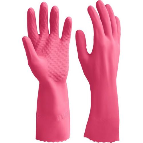 ЗУБР M, перчатки латексные хозяйственно-бытовые, повышенной прочности с х/б напылением, рифлёные ЛАТЕКС+ 11250-M_z01 Мастер