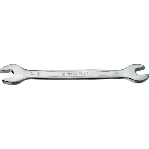 ЗУБР 13х14 мм, Cr-V сталь, хромированный, гаечный ключ рожковый 27010-13-14_z01 Профессионал