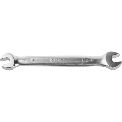 ЗУБР 6х7 мм, Cr-V сталь, хромированный, гаечный ключ рожковый 27027-06-07 Профессионал
