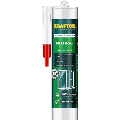 KRAFTOOL 300 мл, нейтральный, белый, силиконовый герметик KRAFTSIL NX109 41257-0