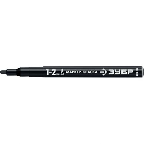 ЗУБР черный, 1-2 мм, круглый наконечник, маркер-краска МК-200 06326-2 Профессионал