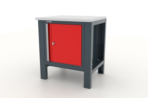 Верстак слесарный, однотумбовый, оцинкованная столешница, темно-серый - красный FERRUM 11.110-7016/3000