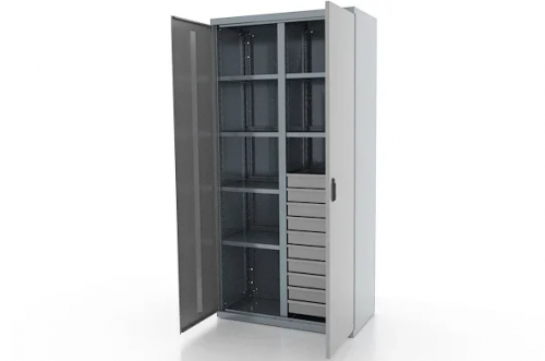 Шкаф металлический для инструмента двухсекционный, серый FERRUM 03.3106-9007